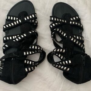 Faux studded black gladiator sandals